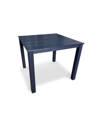 HIPS All-Weather Outdoor Patio Dining Table with Umbrella Hole, Heavy-Duty Square Bistro Table with Aluminum Frame