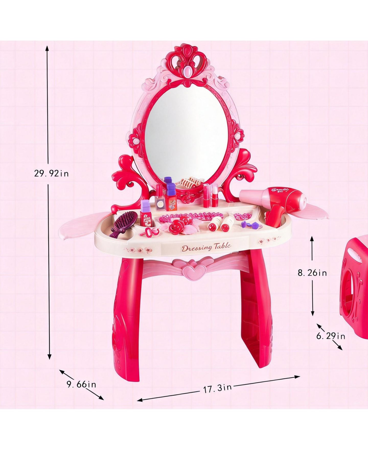 Детский игровой набор GNUADZ Princess Light-Up Mirror Vanity Playset, 5-Piece, Ages 2+, цвет: Разноцветный — фото 3