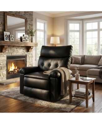 Leather Massage Recliner with Side Storage and Easy Care Spacious Comfort Chair for Living Room