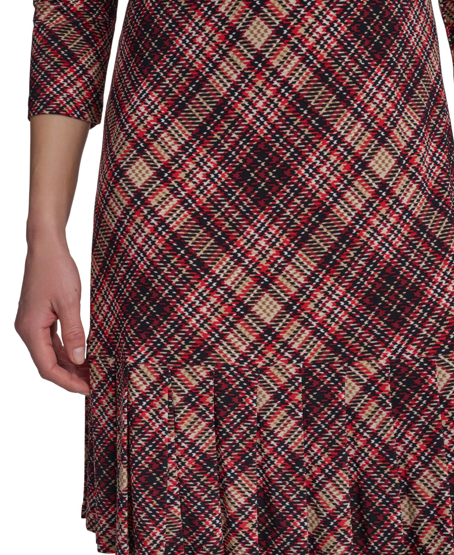 Women's Crewneck Pleated Hem Shift Dress
