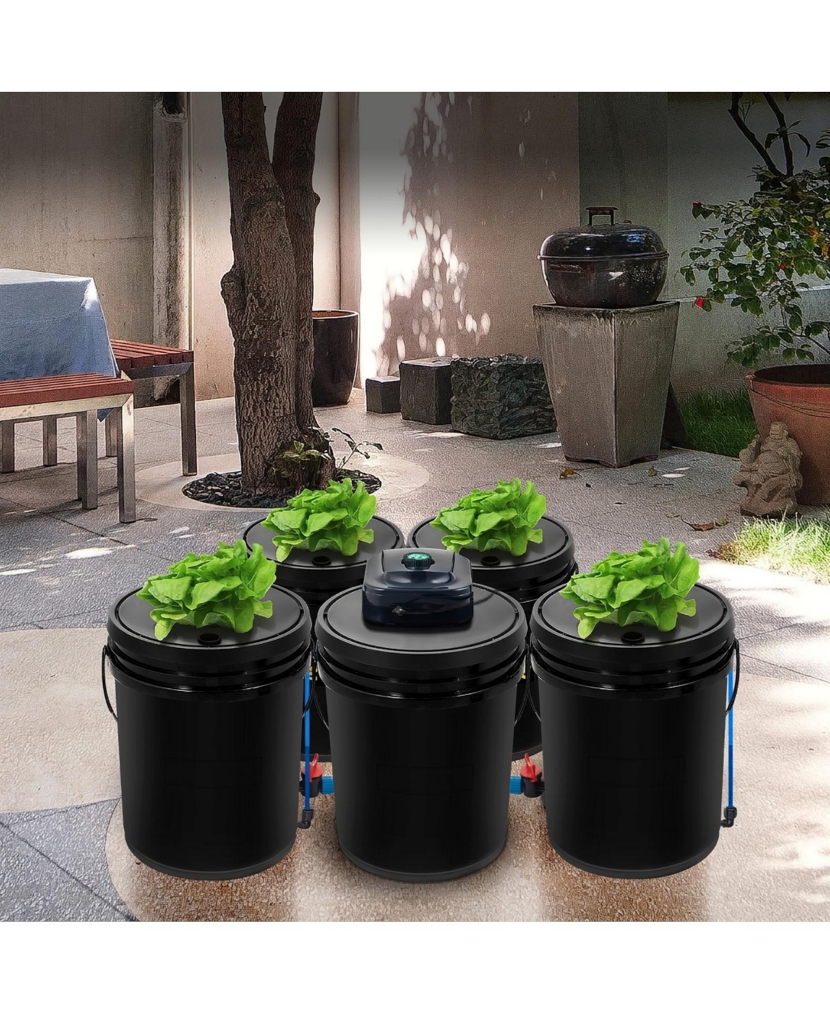 Sugift Dwc Hydroponic System, 5 Gallon 5 Buckets, Deep Water Culture Kit