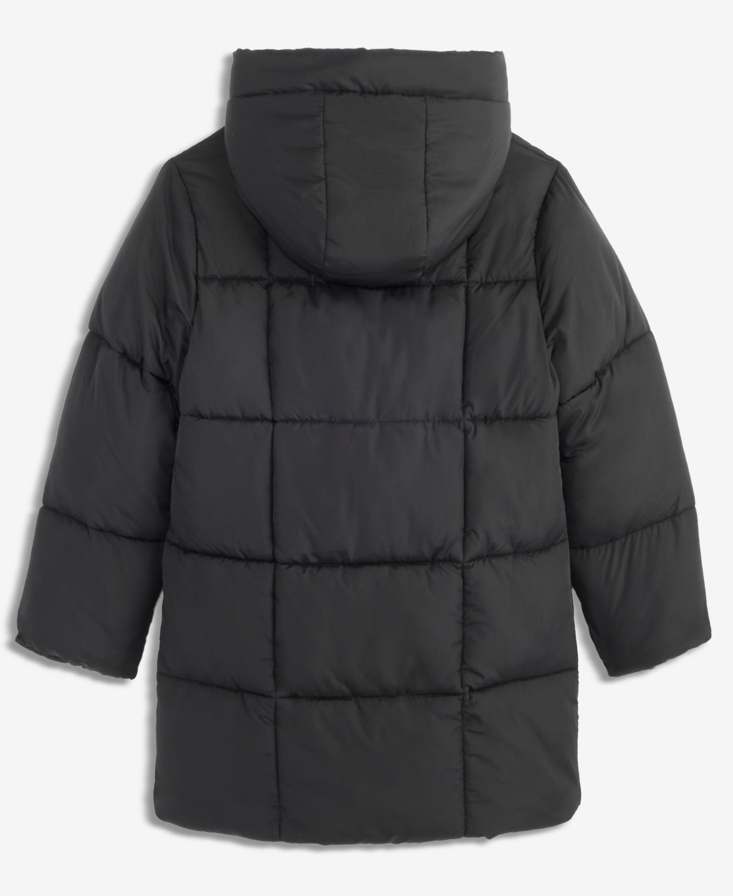 Girls' XS-XL Box Quilt Hooded Stadium Jacket With Scarf