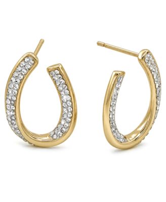 Crystal Curved Post Earring, Gold Plate and Silver Plate