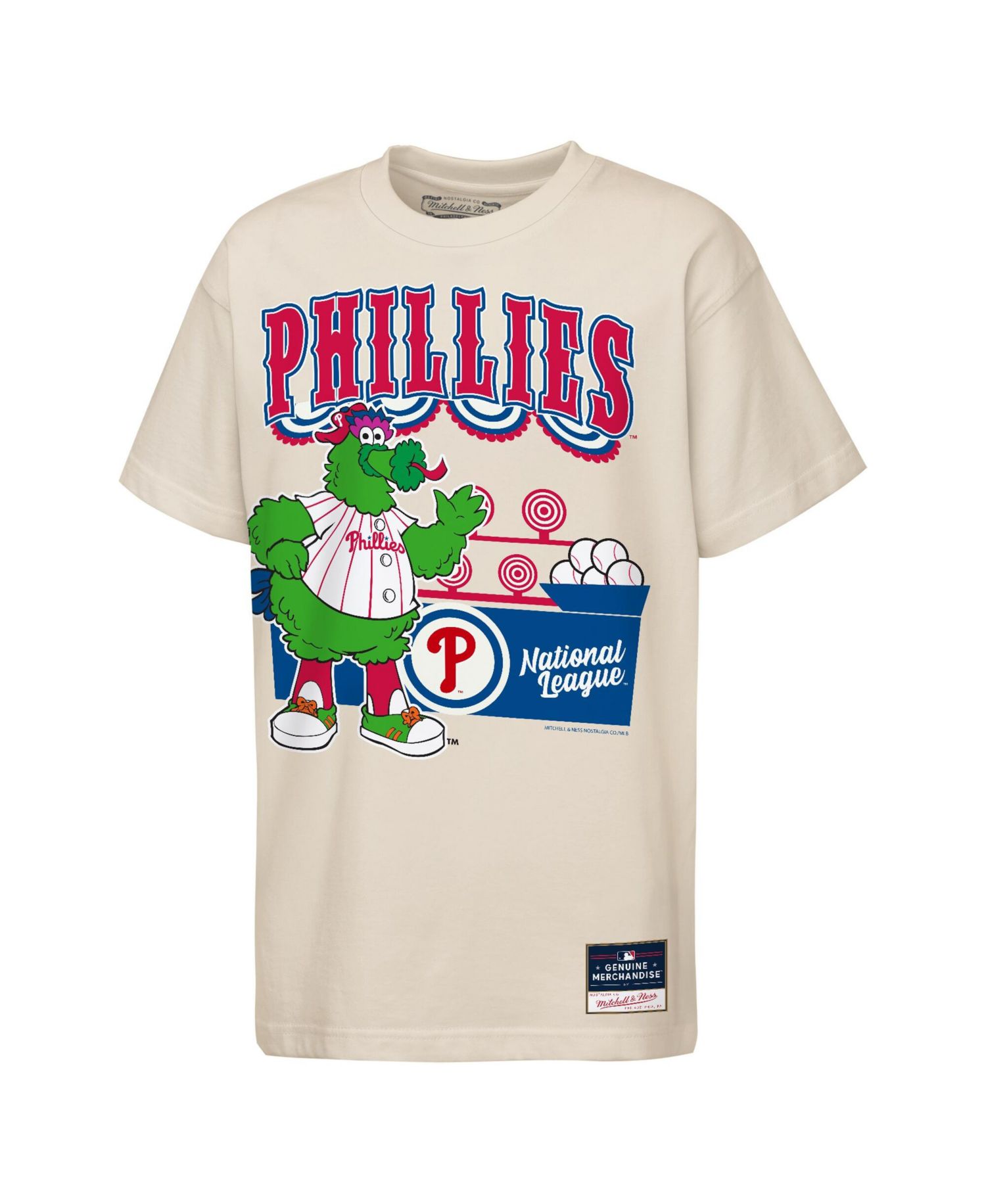 Big Boys and Girls Cream Philadelphia Phillies Step Back Up Mascot T-Shirt