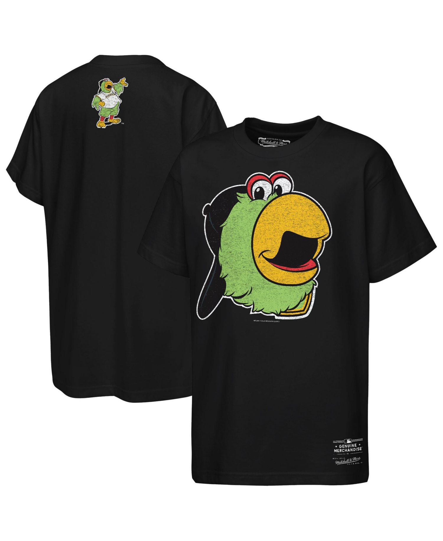 Big Boys and Girls Black Pittsburgh Pirates Big Face Mascot T-Shirt