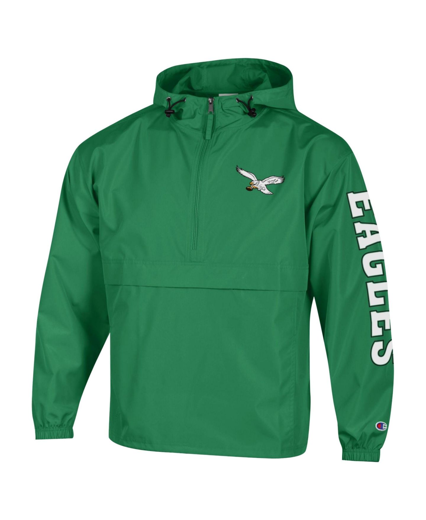 Мужская куртка Champion Kelly Green Philadelphia Eagles Packable Hooded Windbreaker Half-Zip — фото 3