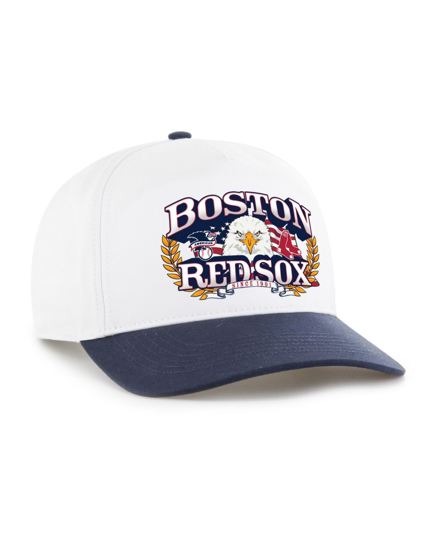 Men's White/Navy Boston Red Sox Americana Eagle Hitch Adjustable Hat