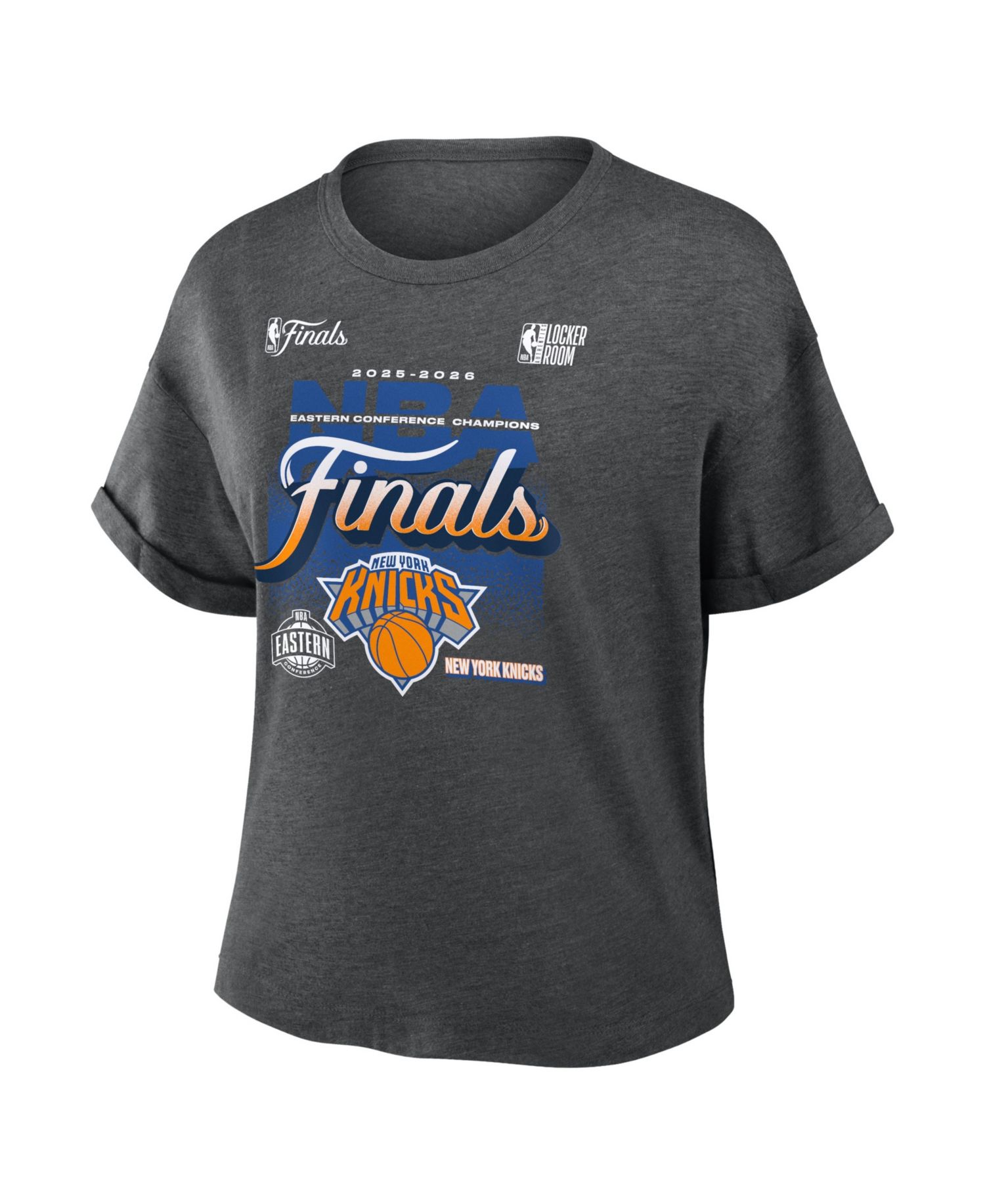 Women's Charcoal New York Knicks 2026 NBA Eastern Conference Champions Locker Room Tri-Blend T-Shirt
