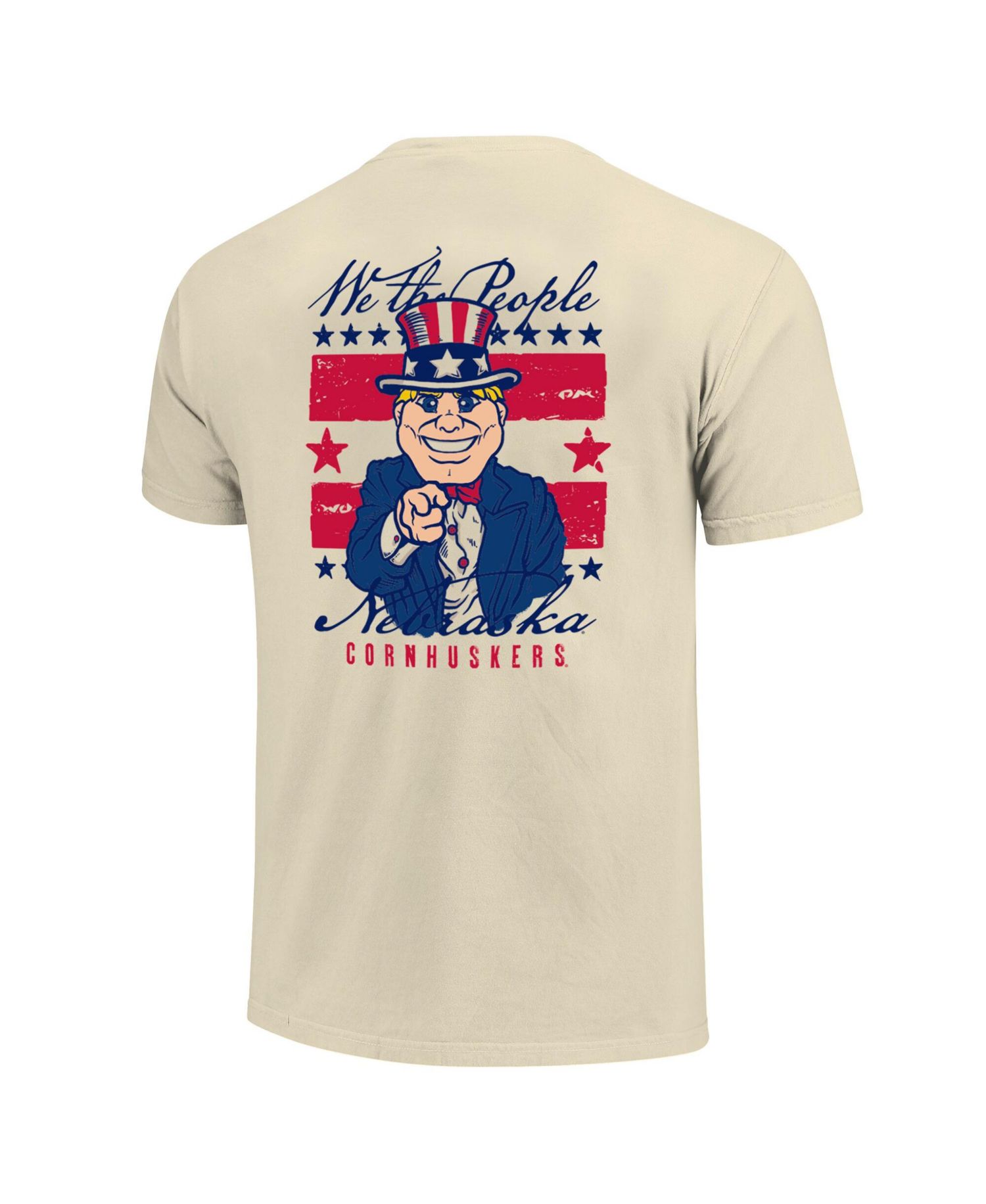 Men's Cream Nebraska Huskers Uncle Sam Mascot T-Shirt