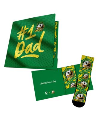 Men's and Women's Green Oregon Ducks #1 Dad Gift Card Socks