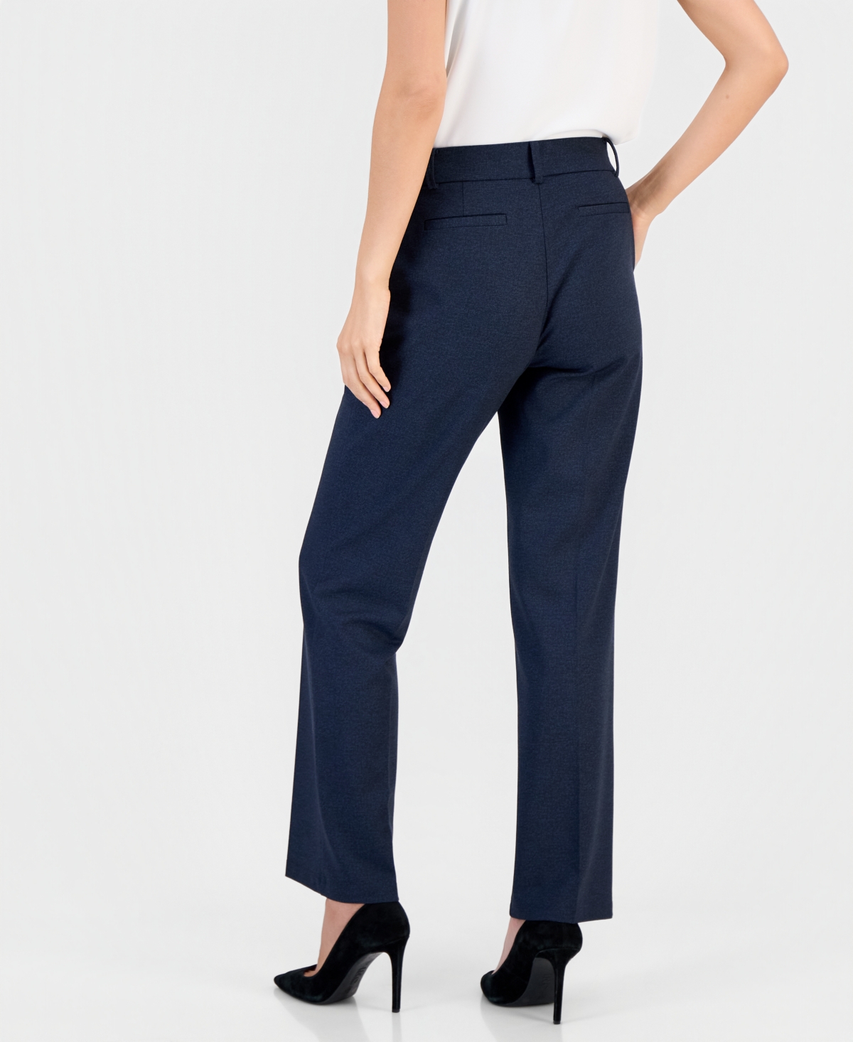 Kasper Women's Faux-Fly Pull-On Straight-Leg Pants