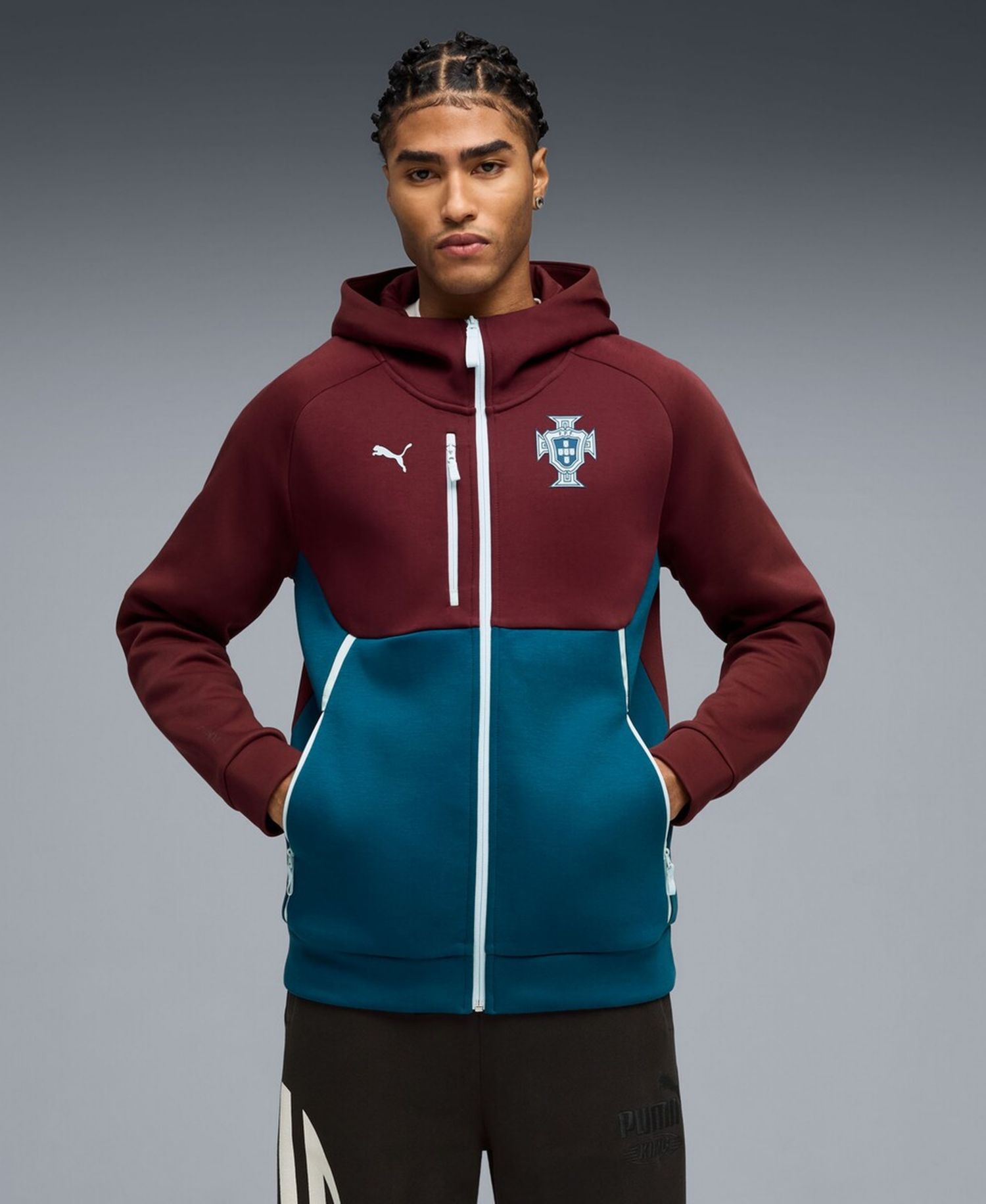 Men's Maroon Portugal National Team Tech Full-Zip Hoodie