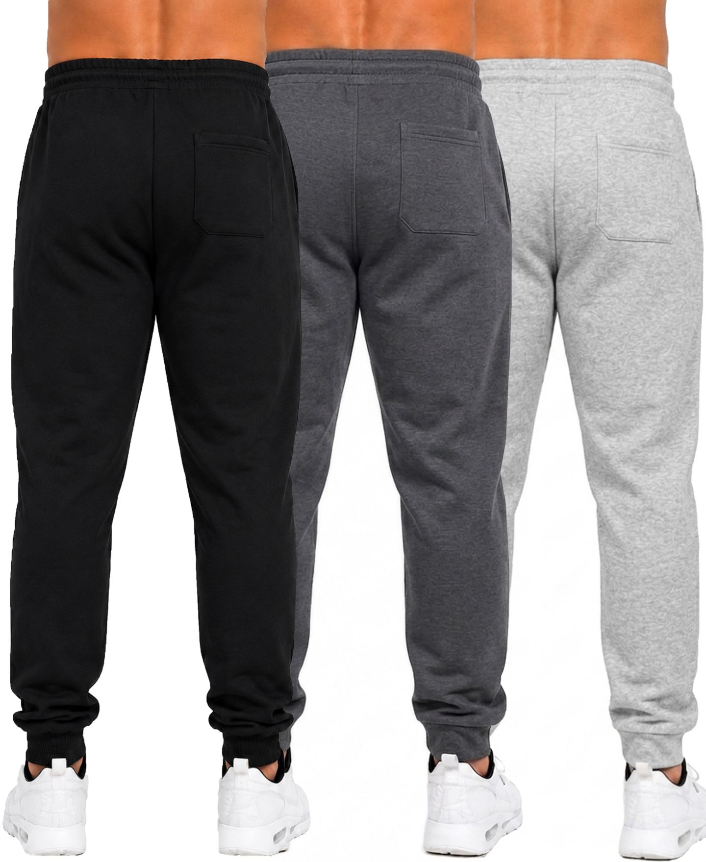 Мужские брюки Blue Ice Fleece-Lined Slim-Fit Jogger Sweatpants, 3-Pack Set, цвет: Чёрный / Угольный, вариант 1 — фото 3