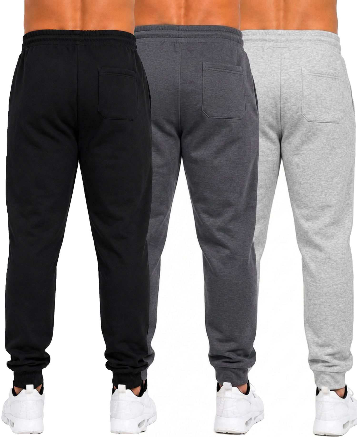 Men's Fleece-Lined Slim-Fit Jogger Sweatpants, 3-Pack Set