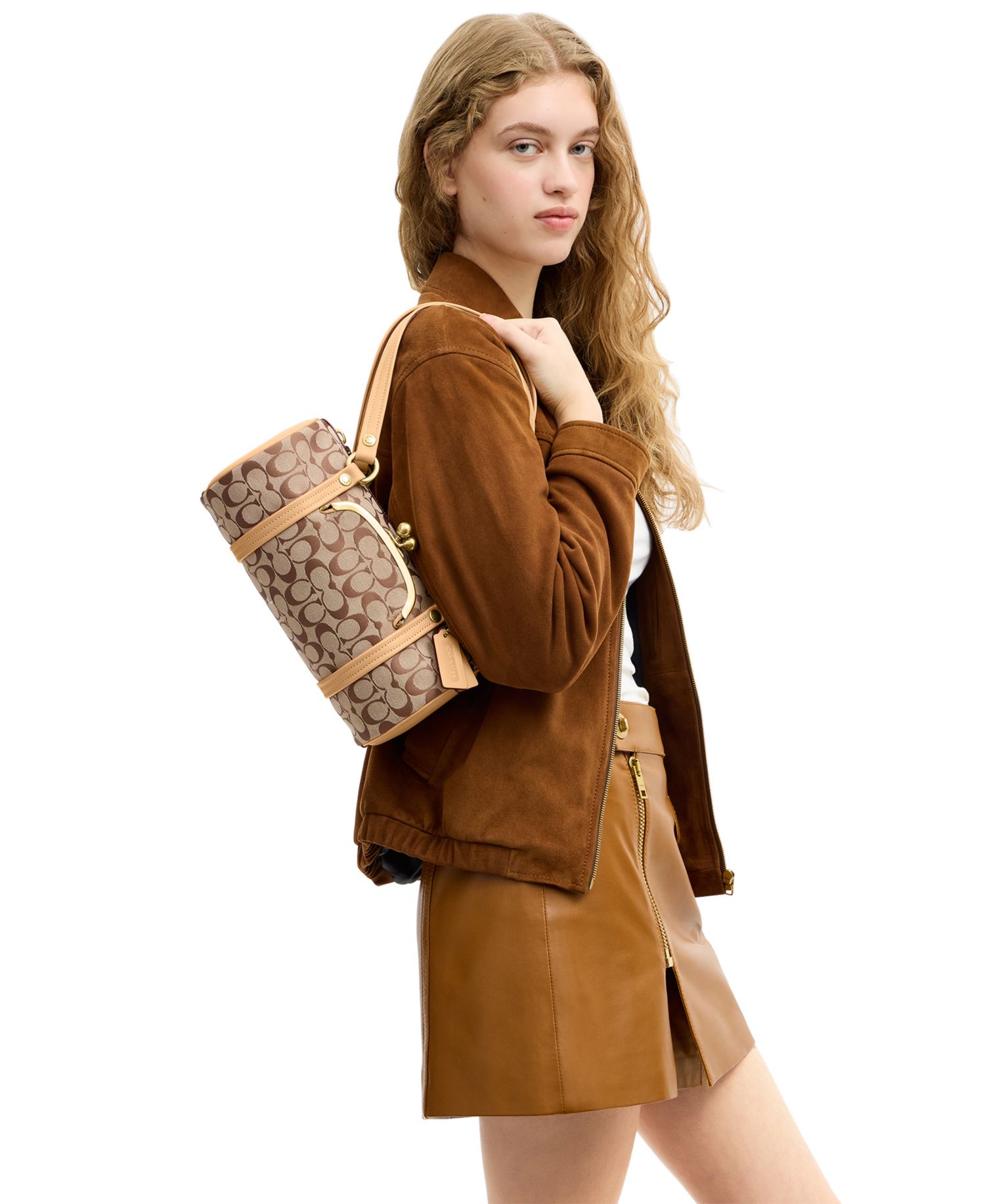 Kisslock Small Signature Jacquard Barrel Shoulder Bag 28