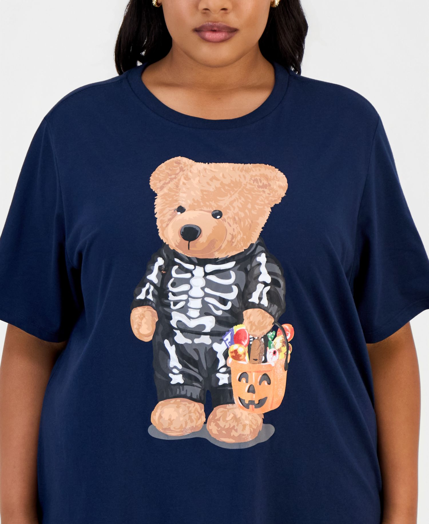 Trendy Plus Size Trick-Or-Treat Teddy Bear Graphic T-Shirt