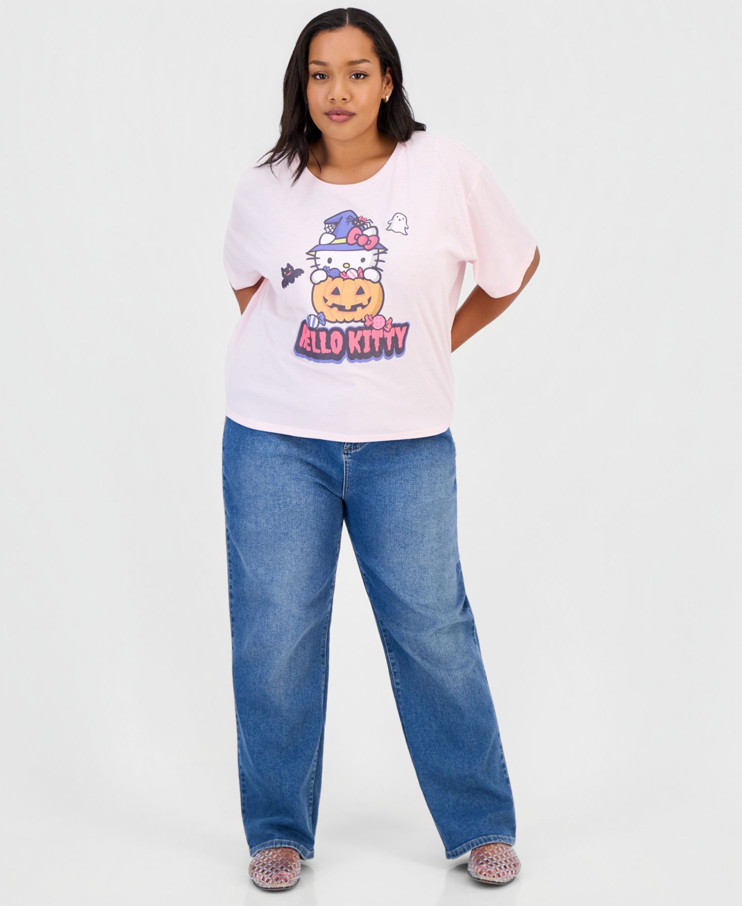 Trendy Plus Size Hello Kitty Halloween Graphic T-Shirt