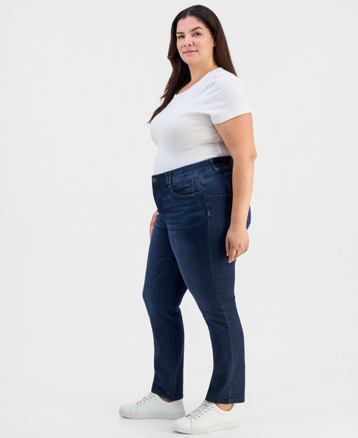 Democracy Plus Size Mid-rise Straight-leg Absolution Jeans In Indigo