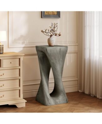 Twisted Spiral Hollow Lightweight Concrete Side Table 200lbs No Assembly Indoor Outdoor End Table