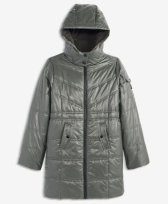 Big Girls' XS-XL Liquid Long Hooded Puffer Jacket
