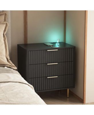 23"W Smart Nightstand with Charging Station, Voice-Controlled Night Light