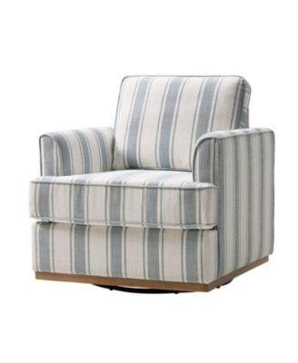 Eartha Farmhouse  Upholstered Swivel Accent Armchair with Solid Wood Base