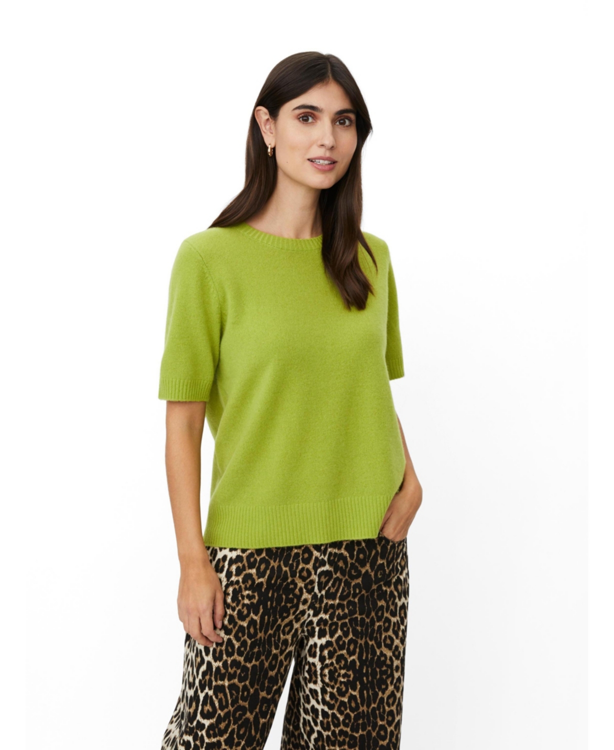Masai Copenhagen Women's MaFallan Short Sleeve Sweater - B chartreuse