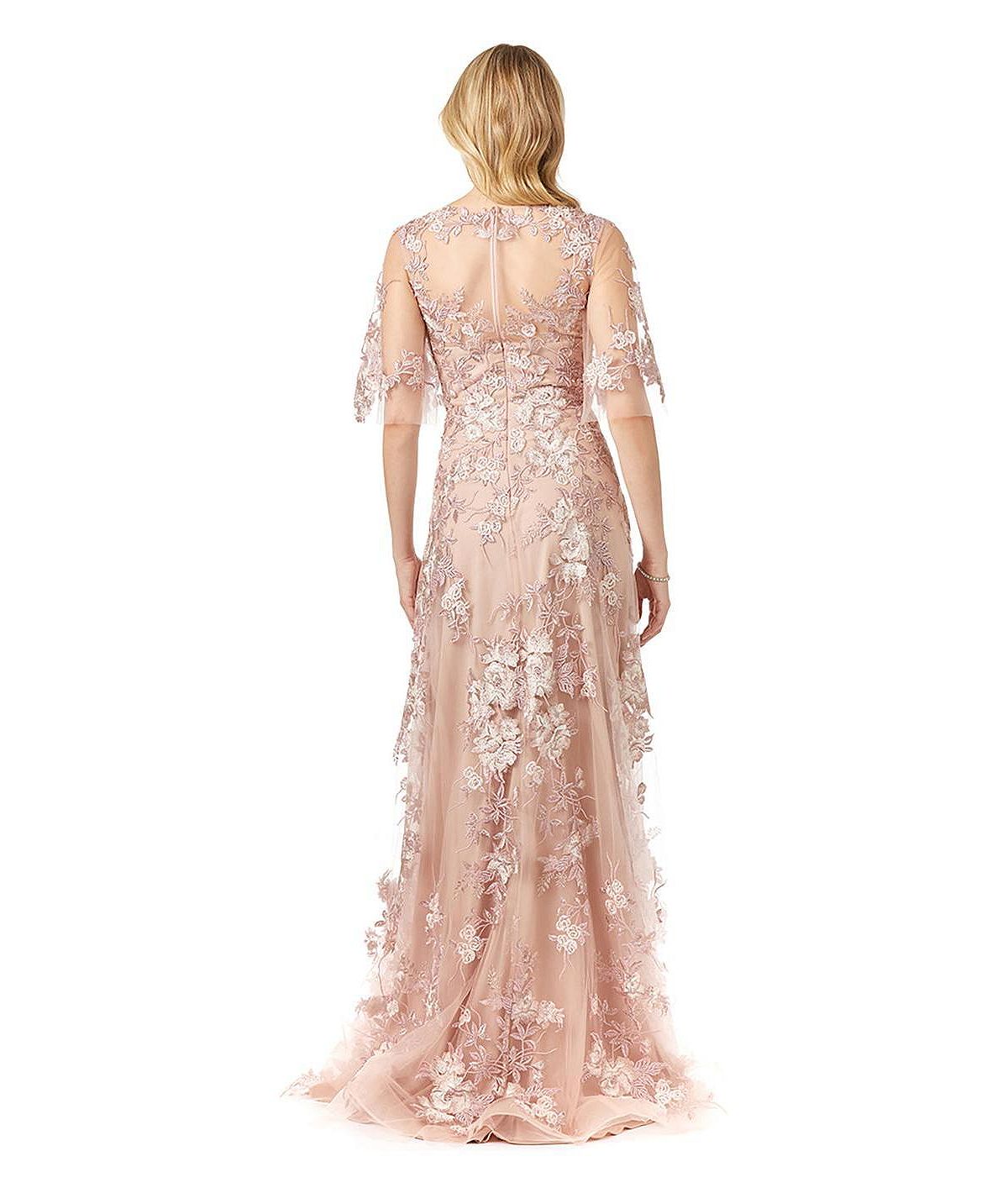 Lara Women's Long Bell Sleeve V-Neck Beaded Gown view 2 — MAYCSS fashion products