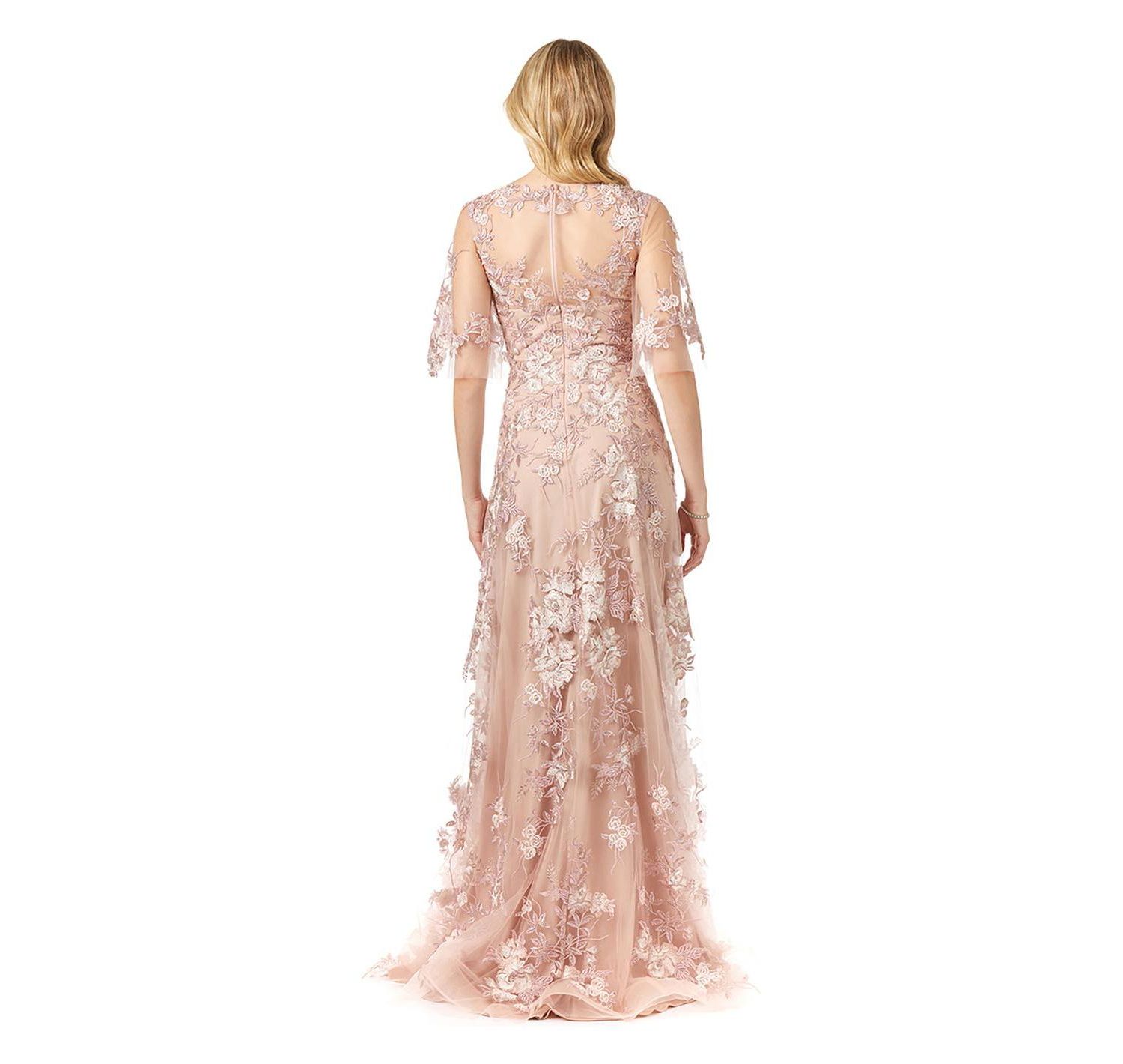 Women's Long Bell Sleeve V-Neck Beaded Gown