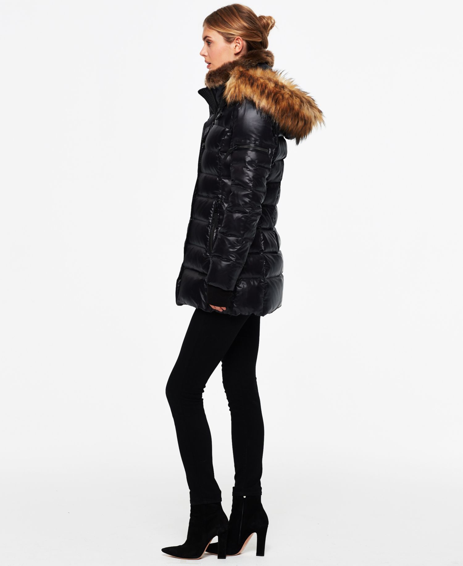 Women's Chelsea Faux-Fur-Trim Collar Hooded Puffer Coat