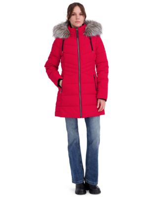 Women's Faux Fur Trim Hooded Puffer Coat