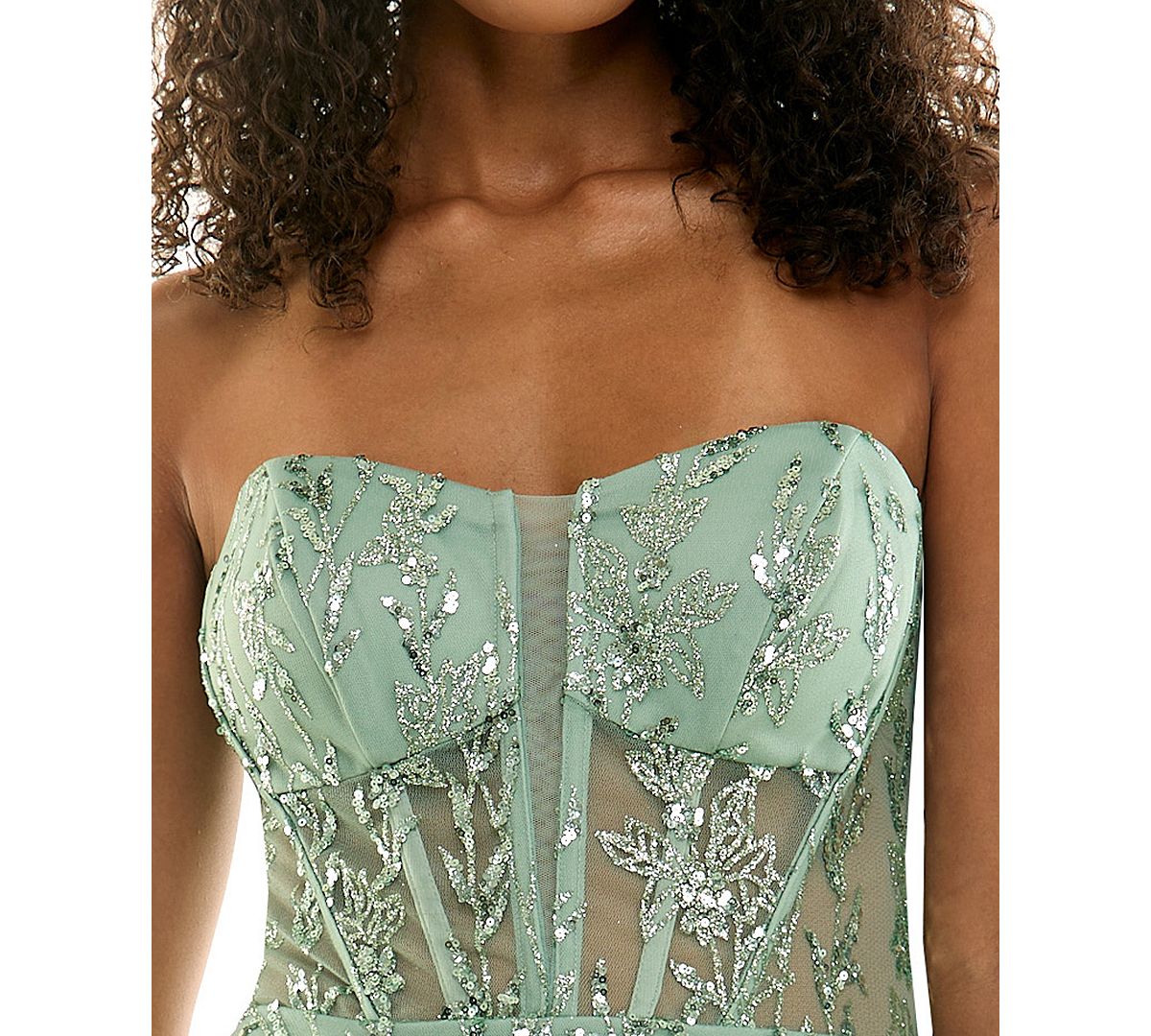 SENI & CADE Juniors' Glitter Strapless Bustier Corset Fit & Flare Mini Dress view 4 — MAYCSS fashion products