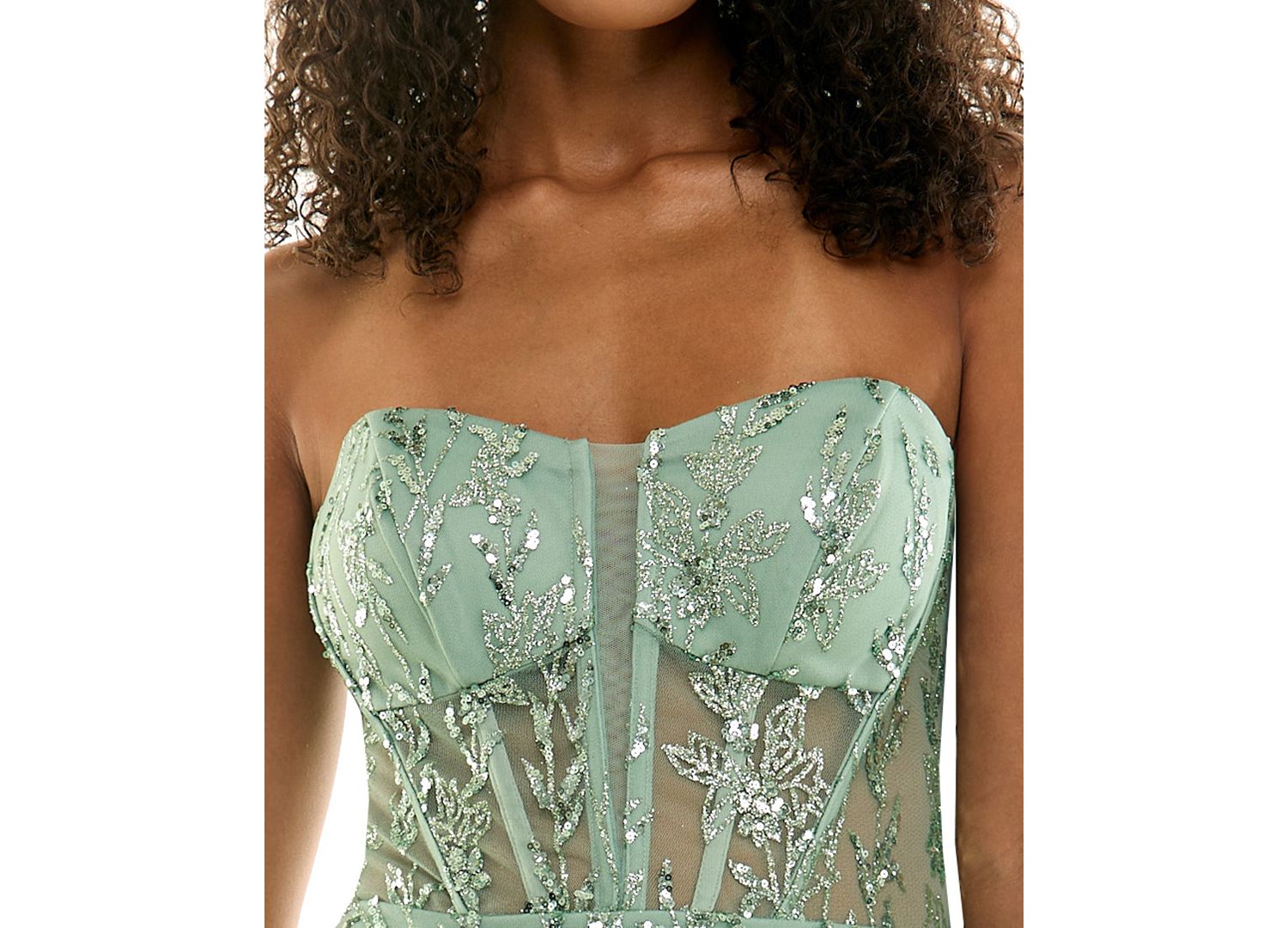 Juniors' Glitter Strapless Bustier Corset Fit & Flare Mini Dress