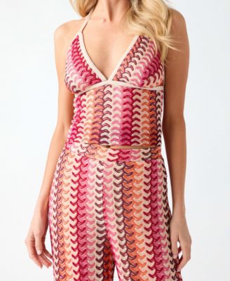 Women's Sleeveless Halter V-Neck Knit Top