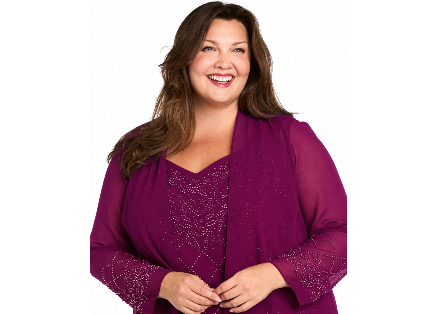 Plus Size Open-Front Jacket, Camisole & Pants, 3-Piece Set