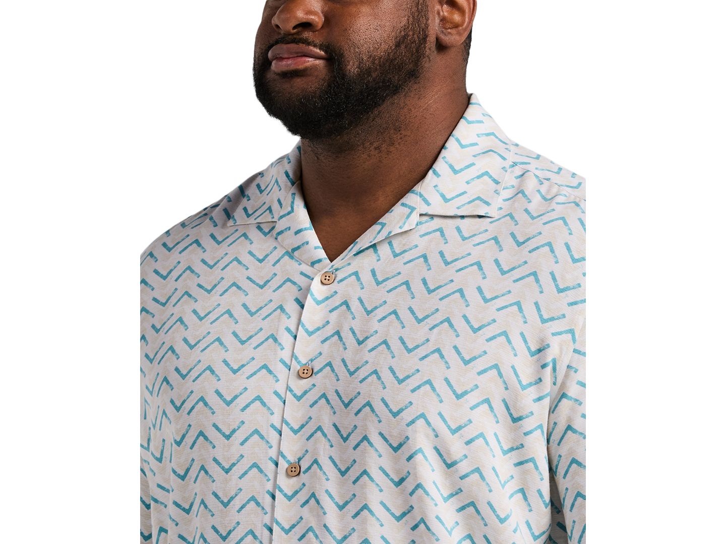 Мужская рубашка Cubavera Big & Tall Geometric Print Camp Collar, цвет: Яркий — фото 4