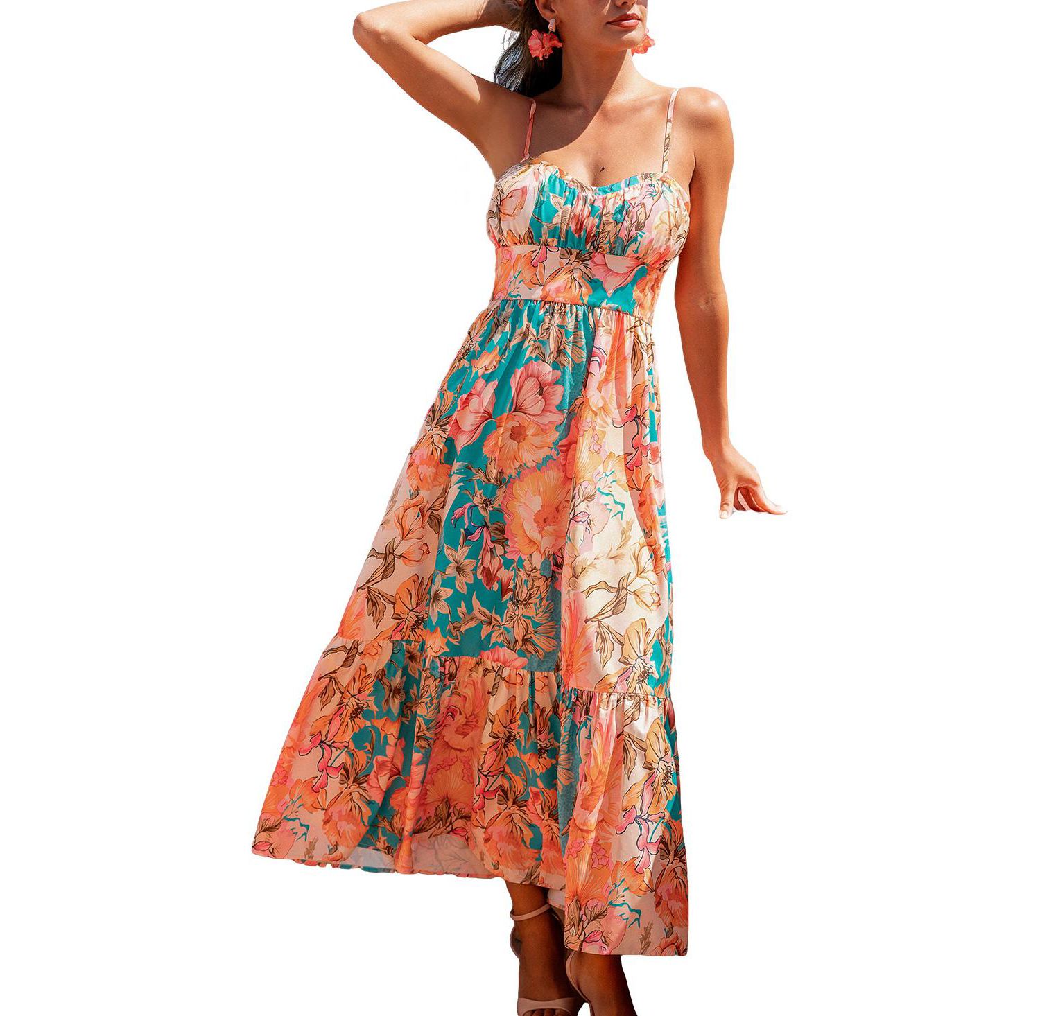 Women's Bright Meadow Floral Maxi Beach Dress