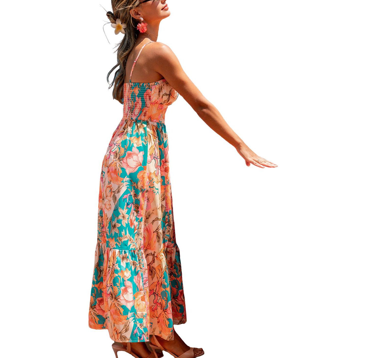 Women's Bright Meadow Floral Maxi Beach Dress