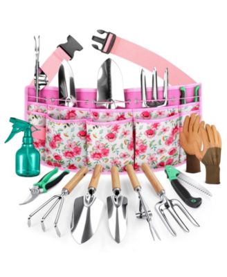 Garden Tool Set Organizer Belt 10-Piece Rust-Proof Kit Gift