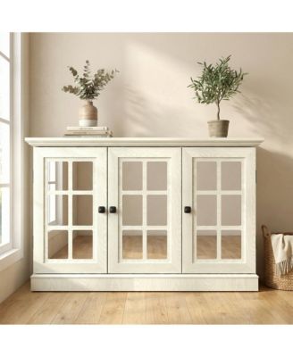 3 Mirrored Acrylic Door Storage Cabinet,  Wide Sideboard with Adjustable Shelves