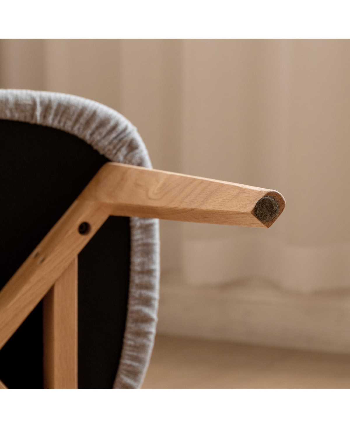 Solid Oak Dining Chairs Set of 4, Ergonomic Wooden Chairs with Curved Backrest