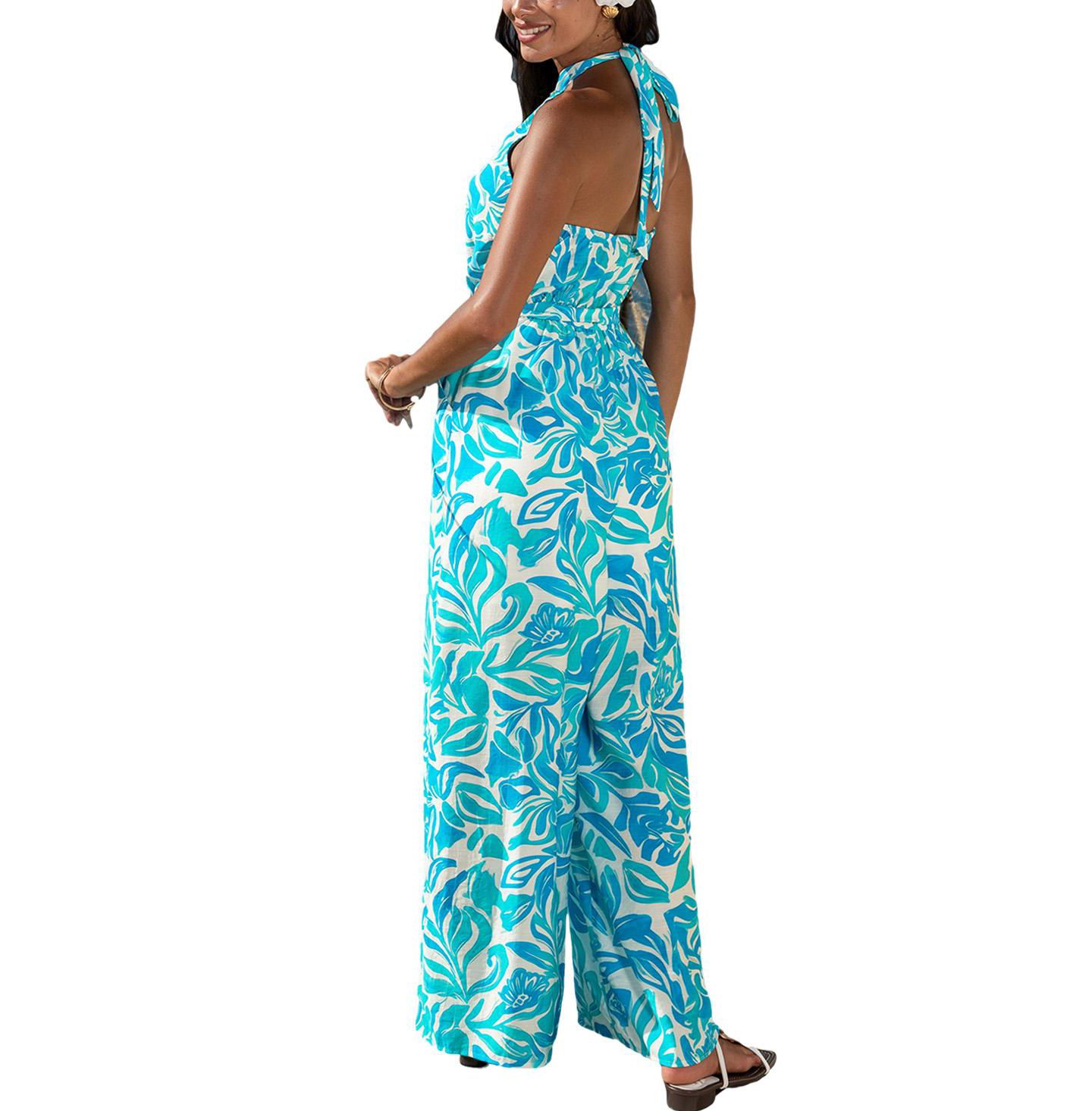 Женский комбинезон Cupshe Halter Neck Unlined Jumpsuit, цвет: Пастельный синий — фото 3