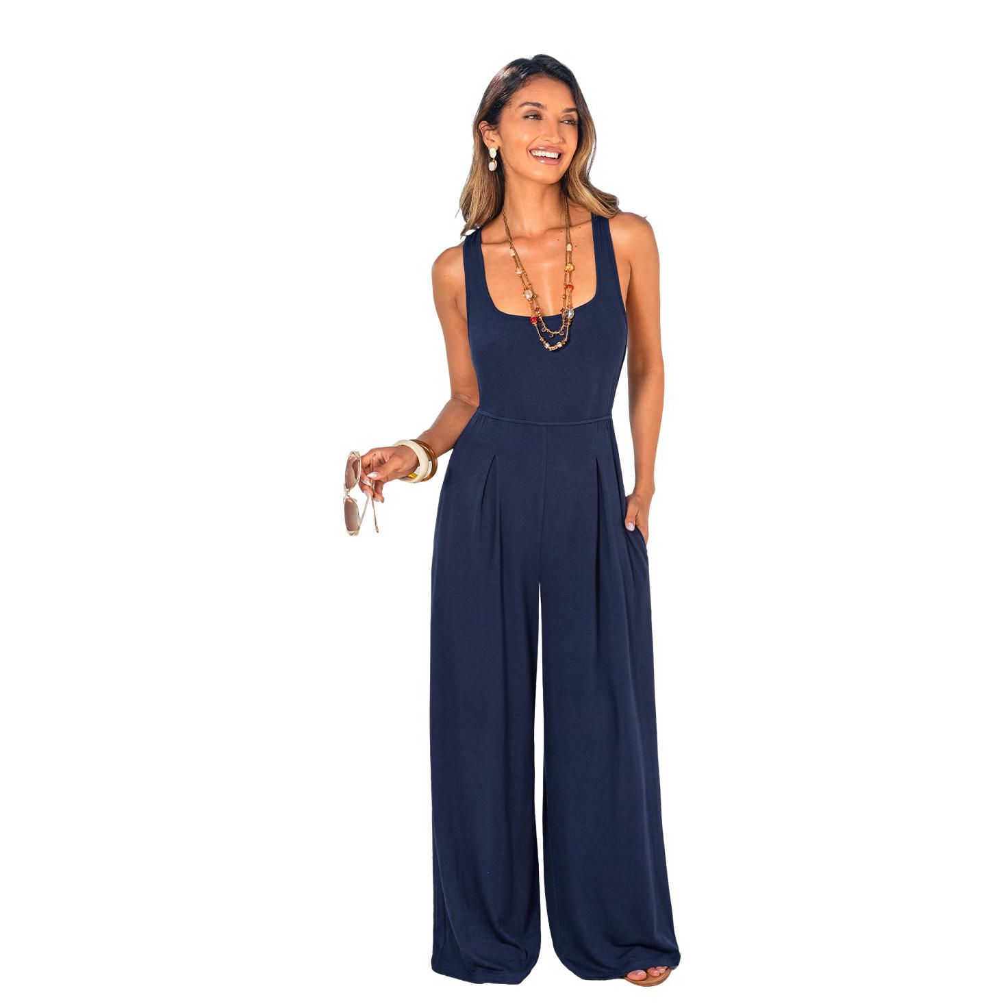Женский комбинезон Cupshe Cabana Club Jumpsuit, цвет: Тёмный синий — фото 1