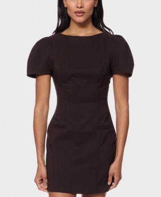 Juniors' Boat Neck Short-Sleeve Woven Dress