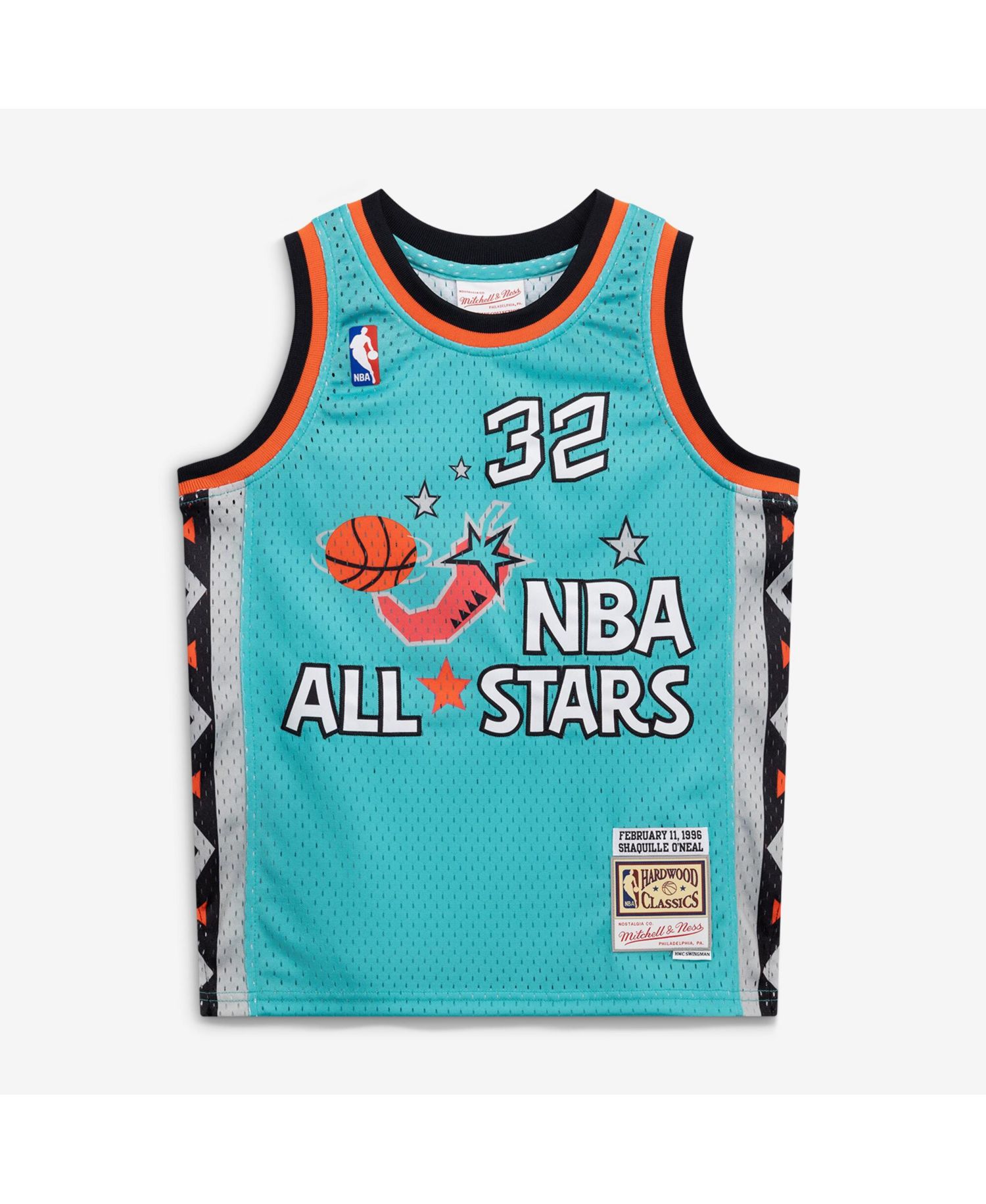 Big Boys and Girls Mitchell Ness Shaquille O'Neal Teal 1996 NBA All-Star Game Hardwood Classics Swingman Jersey