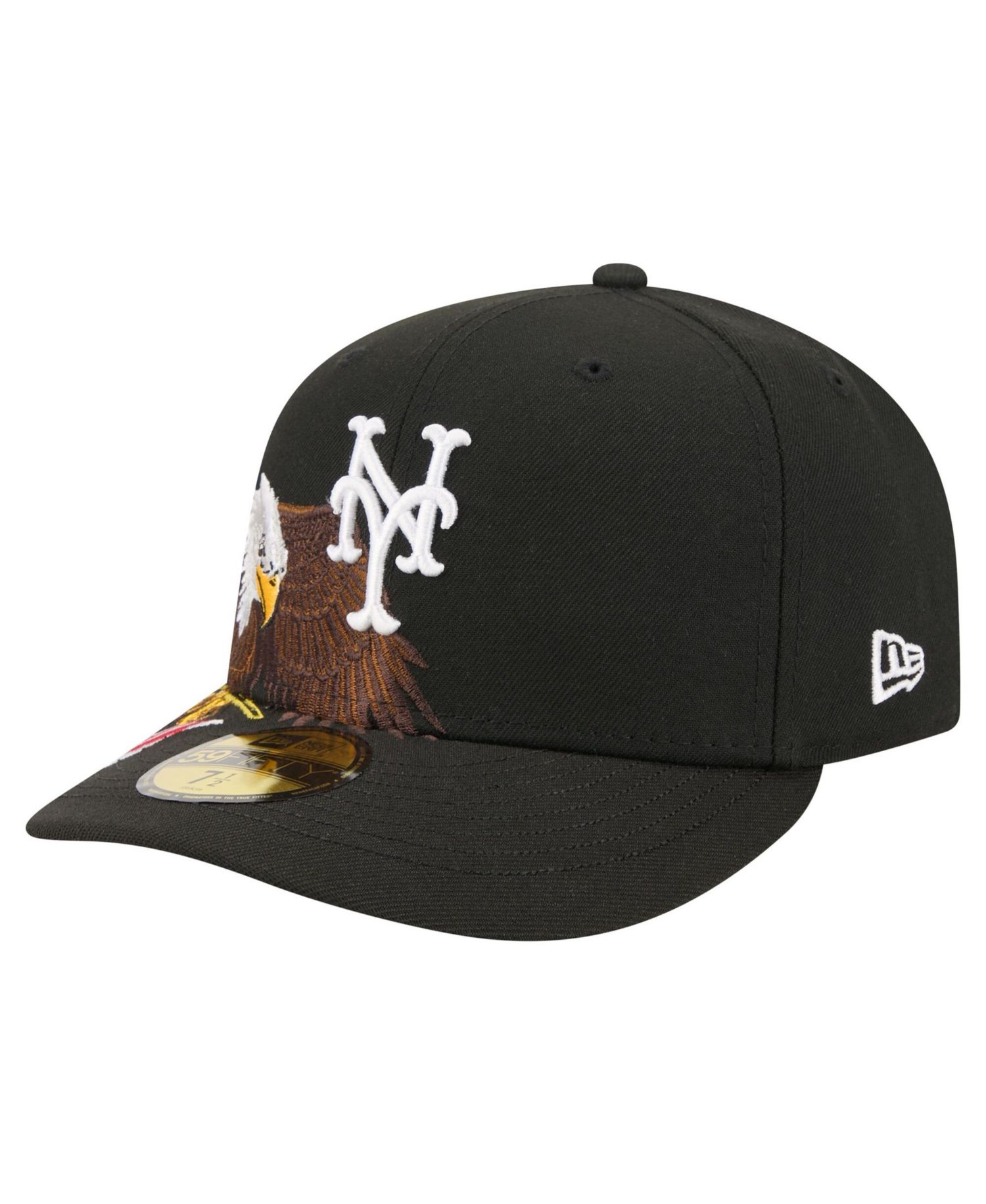 Men's Black New York Mets Americana Bald Eagle Pre-Curved 59FIFTY Fitted Hat