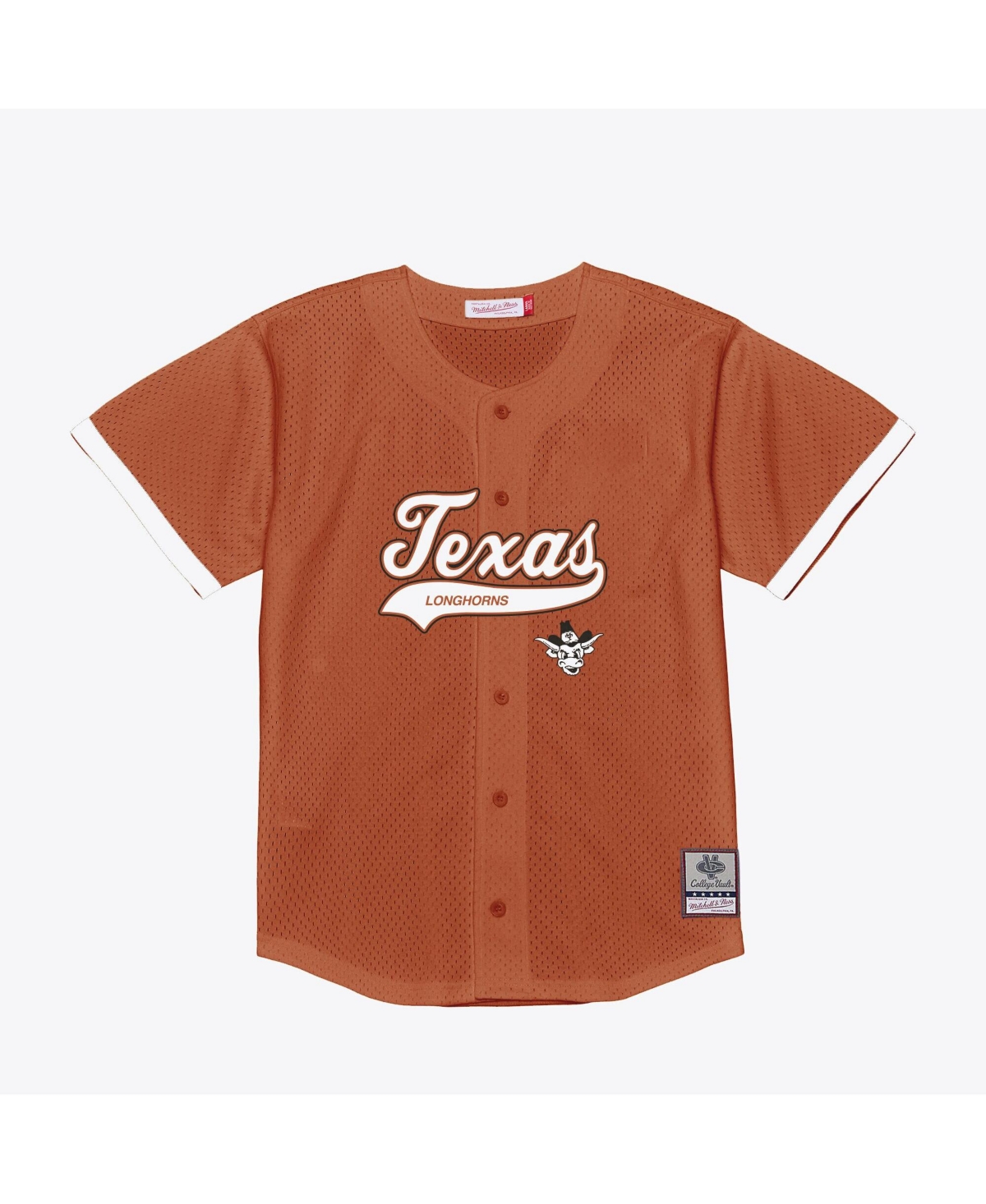 Mitchell & Ness Men's Texas Orange Longhorns Mesh Button-Up Batting Practice Baseball Jersey