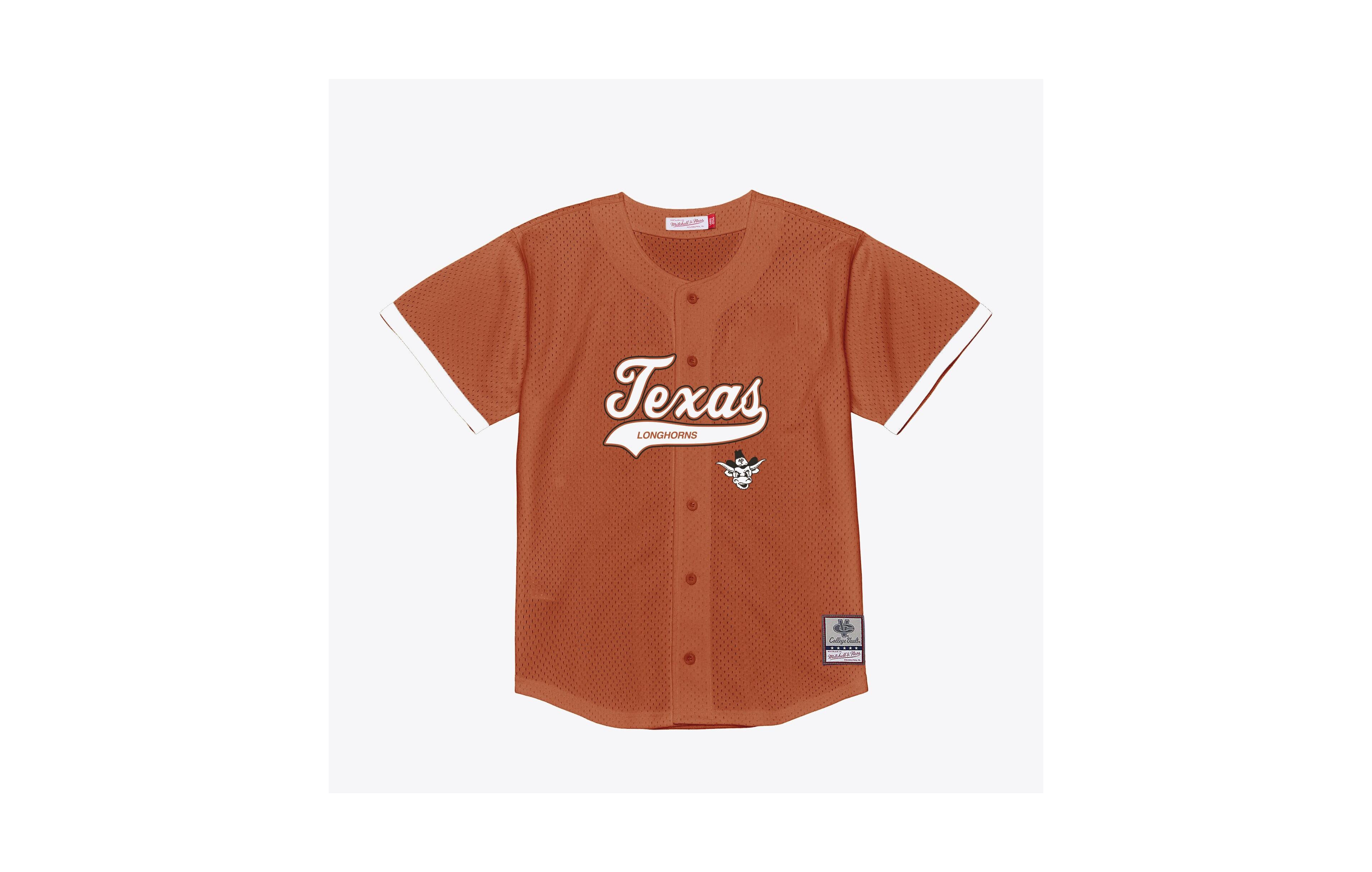 Mitchell & Ness Men's Texas Orange Longhorns Mesh Button-Up Batting Practice Baseball Jersey