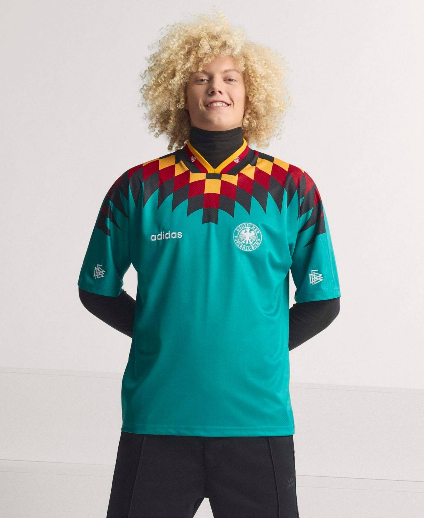 Мужской топ adidas Green Germany National Team 1994 Away Bringback Jersey — фото 1