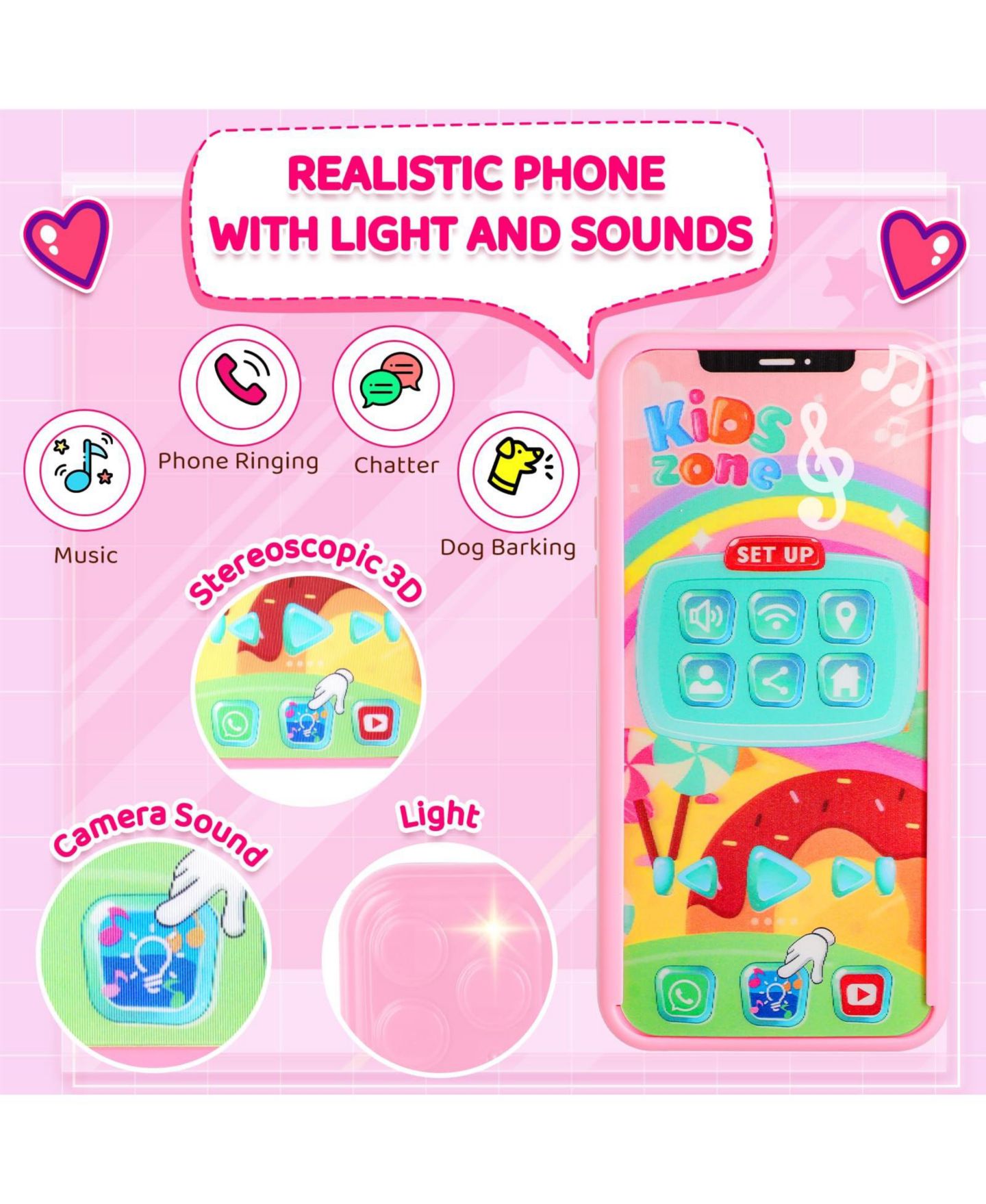 Детский игровой набор GNUADZ Kids Purse Pretend Makeup Toy Princess Gift Toddler Girl Play Set, цвет: Розовый — фото 3